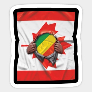 Republic Of The Congo Flag Canadian Flag Ripped - Gift for Congon From Republic Of The Congo Sticker